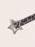 Stylish PU leather belt with hollow stars, adjustable for street fashion and punk outfits