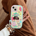 Puffy iPhone 15 case with kawaii dog and bear doodles
