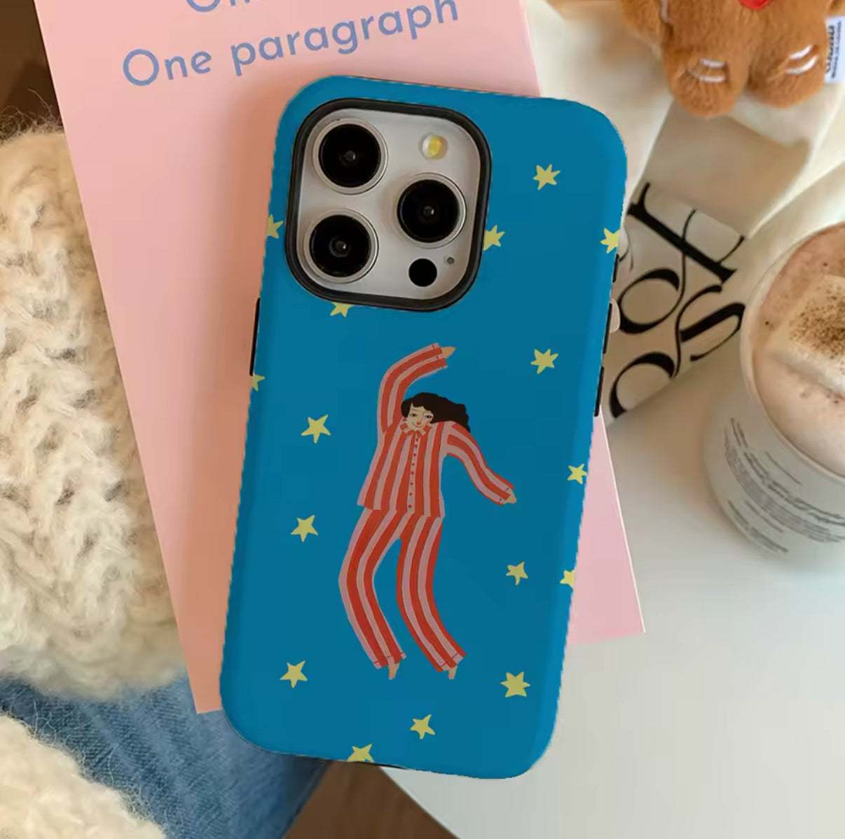 Double-layer silicone phone case with aesthetic art