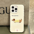 Kawaii dachshund phone case in Korean cute cartoon style for iPhone 15