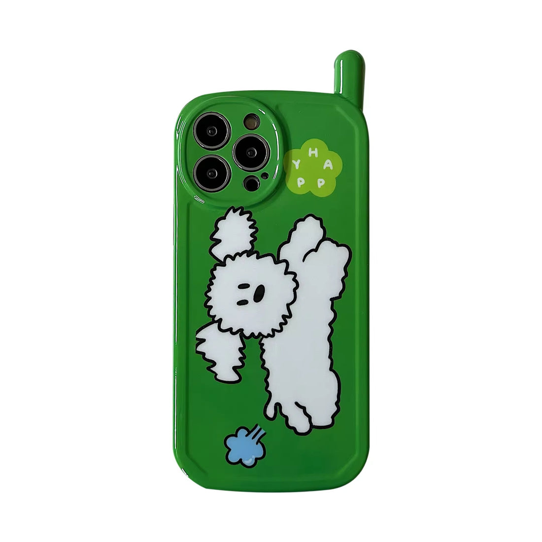Green puppy iPhone cover with anti-scratch texture