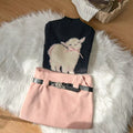 Korean kawaii Y2K sweater with embroidered sheep design
