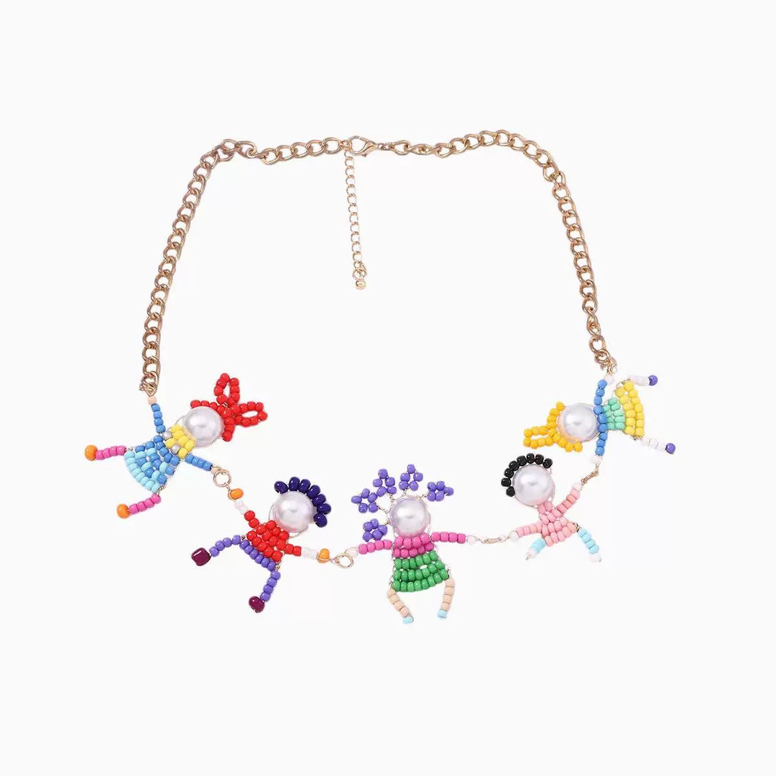 Kidcore cartoon beaded necklace with colorful Y2K-inspired acrylic beads and trendy collar bone chain, perfect for soft girl and egirl aesthetic jewelry