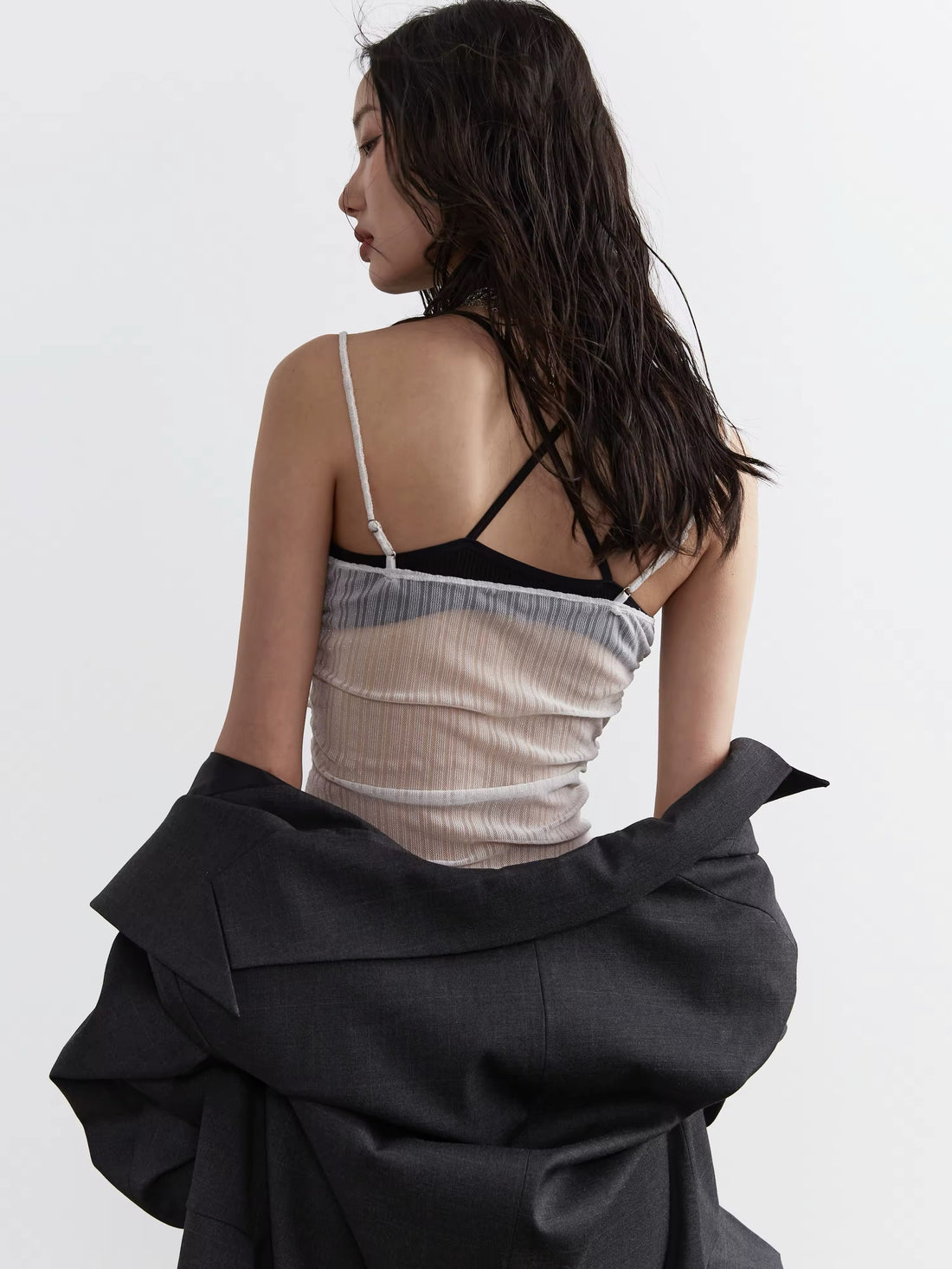 Y2K see-through tank top for women, sheer mesh camisole, trendy Korean fashion top, aesthetic Harajuku Kpop crop top for summer and layering outfits