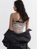 Fairycore sheer mesh crop top, sexy lightweight camisole, sleeveless Korean-inspired tank top, chic aesthetic Y2K style with a square neckline for women