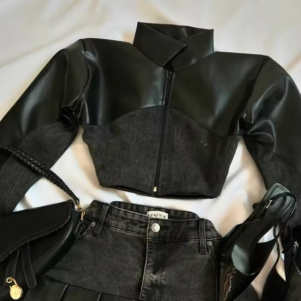 kawaii grunge outfit with red heart jacket and skirt