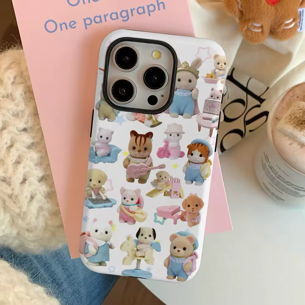 Kawaii little bear iPhone case with cartoon star print for girls

