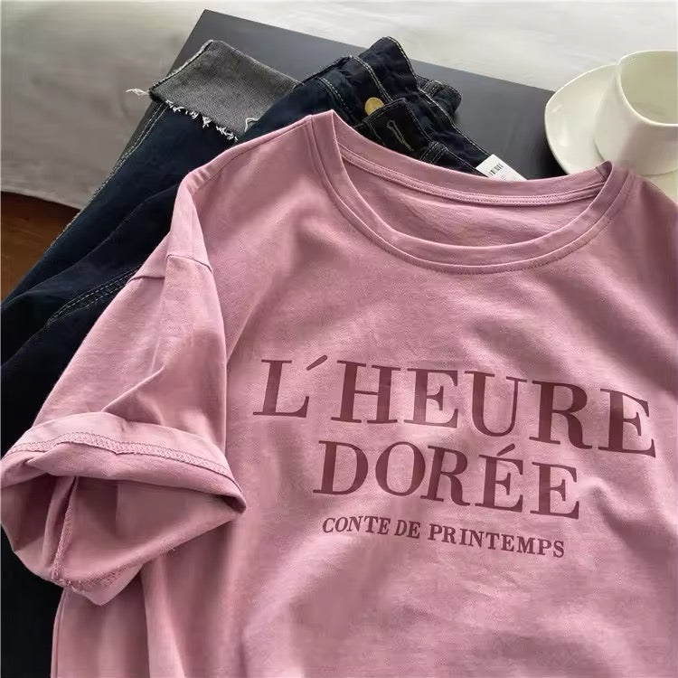 Soft short sleeve pink summer top for women