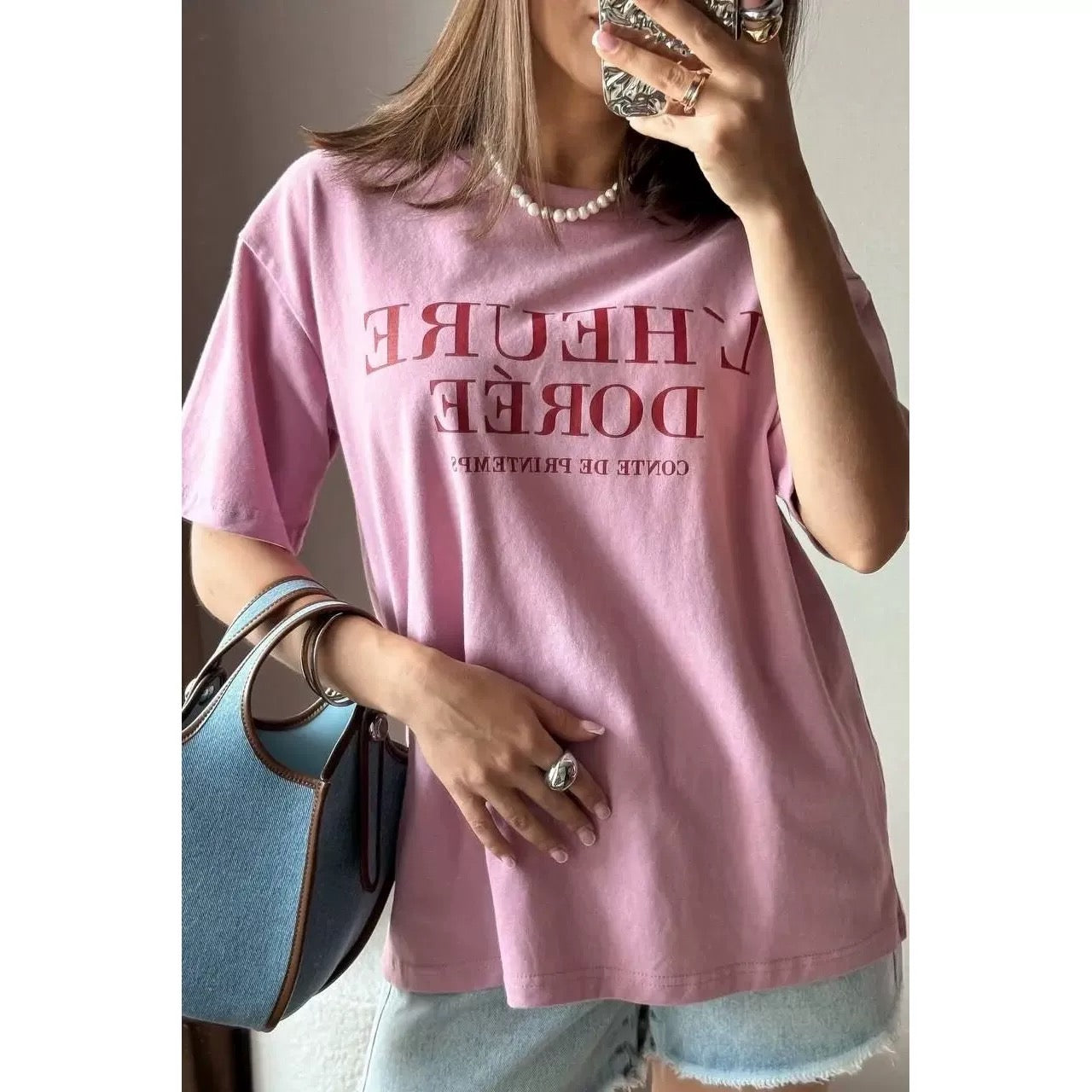 Minimalist women’s summer t-shirt in pink