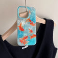 Blue and orange mermaidcore case with goldfish print