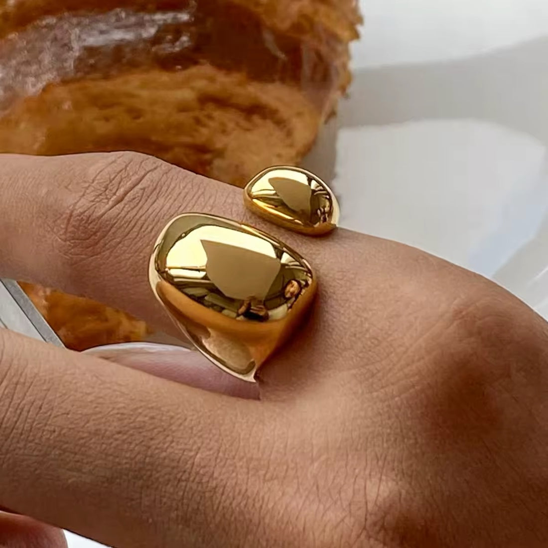 Minimalist 18K Gold Plated Stainless Steel Ring with open band design