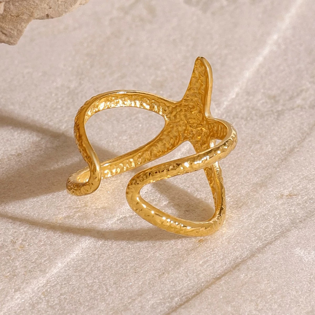 Waterproof stainless steel beach jewelry starfish ring