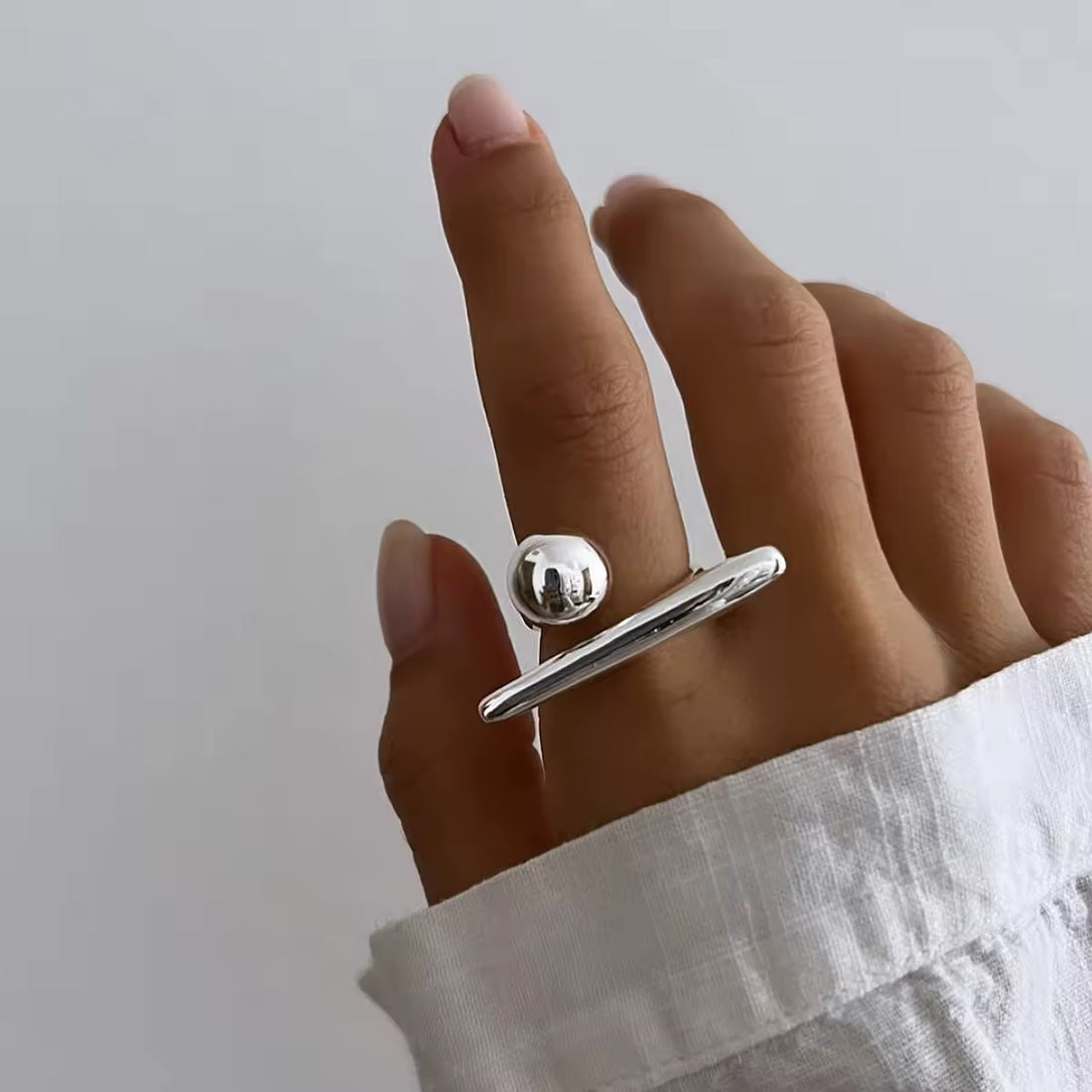 Minimalist Tiny Ball Ring in 18K gold-plated stainless steel