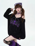 E-girl fashion pullover in gothic aesthetic with strap detail and oversized fit