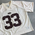 Oversized football-style mesh tee with 33 print