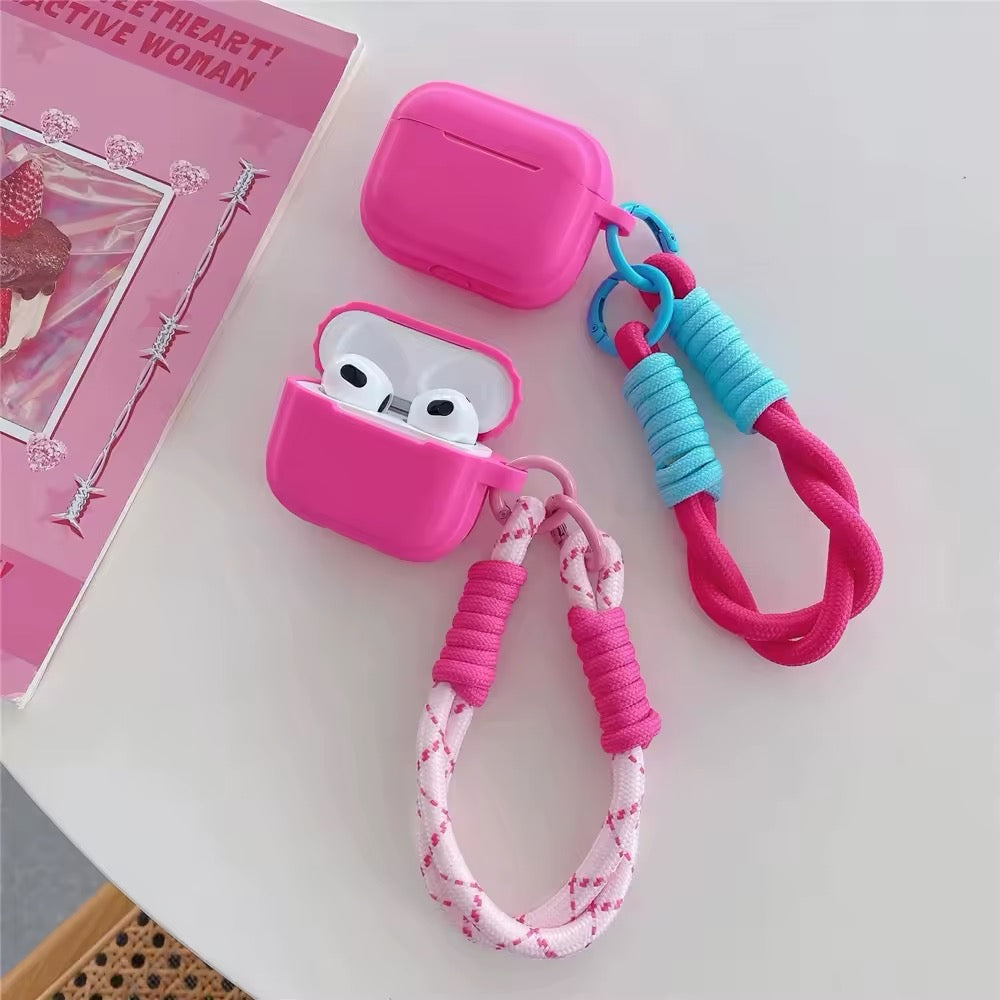 Silicone protective AirPods case with rose red finish and charm