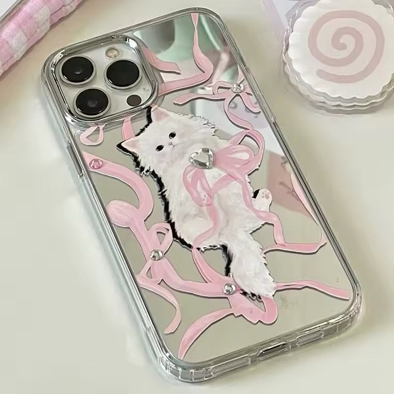 Soft Girl Aesthetic Pink Bow iPhone Case Shockproof TPU Cover