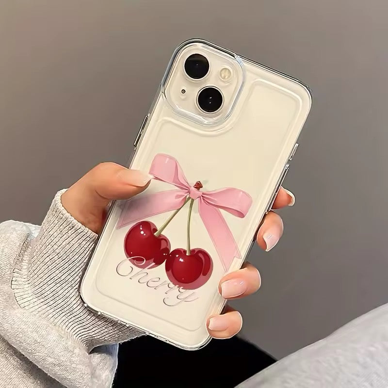 Pink Bow and Red Cherry iPhone Case for Aesthetic Lovers