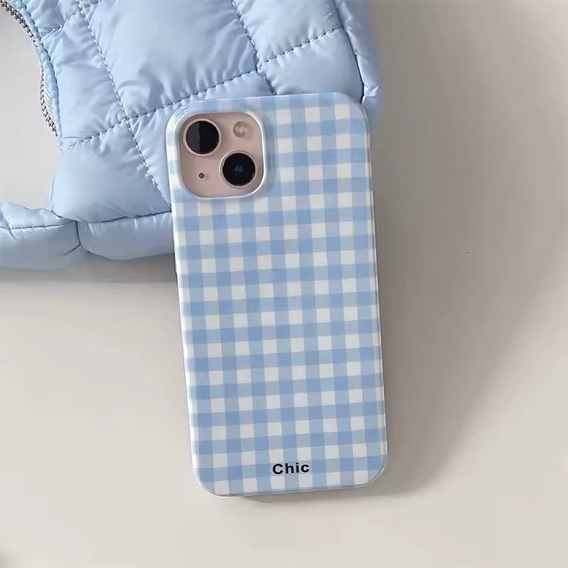 Glossy checkered phone cover with a sleek and stylish look for everyday use