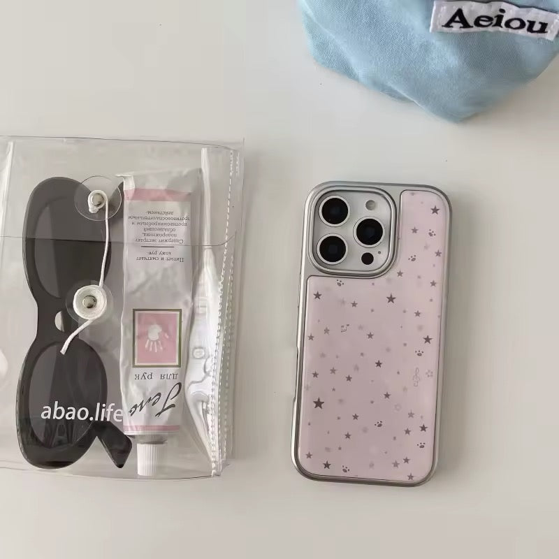 Front view of the Pink Stars iPhone Case showcasing pink star patterns