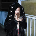 Warm thick faux fur hoodie with bunny ears for girls