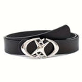 Oval buckle belt styled with Y2K jeans for an edgy streetwear vibe
