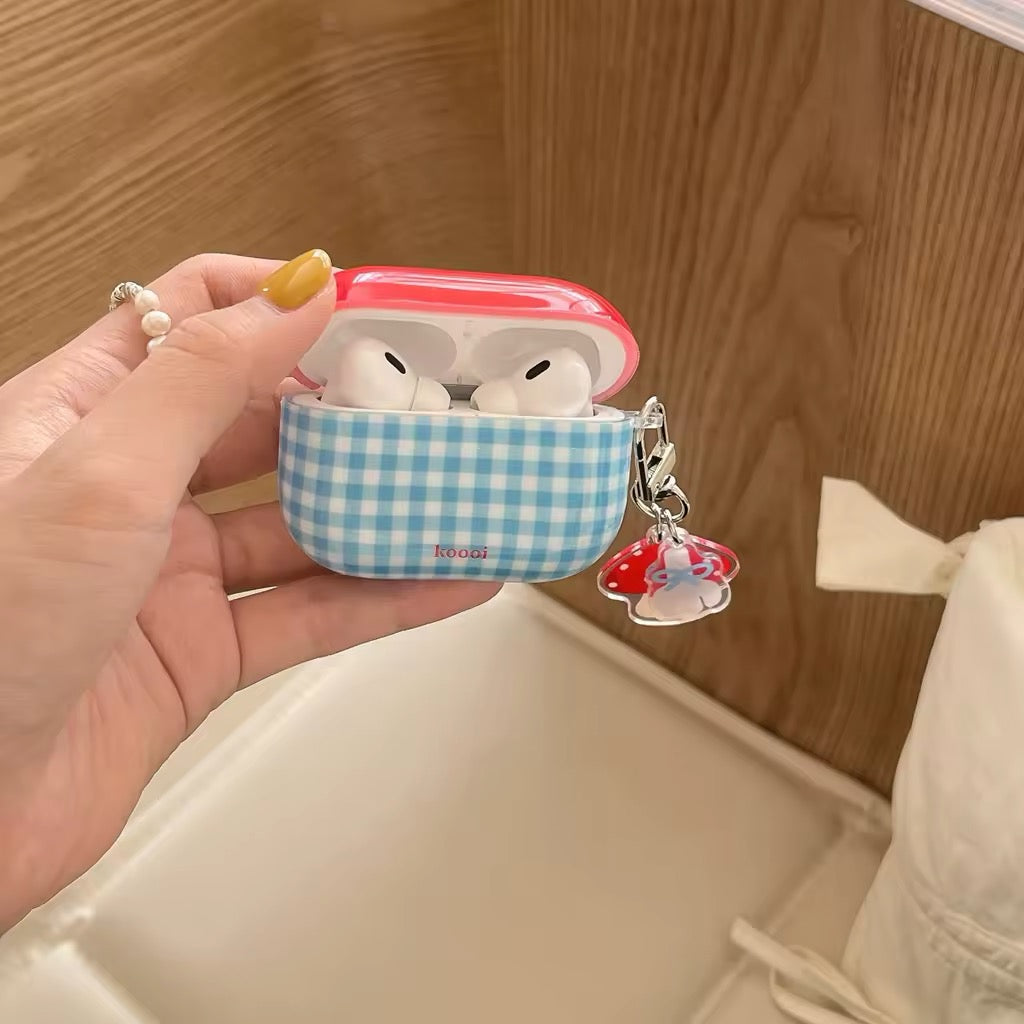 Silicone AirPods case in retro checkered pattern