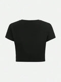 Edgy and Bold Spider Graphic Cropped T-Shirt for Women
