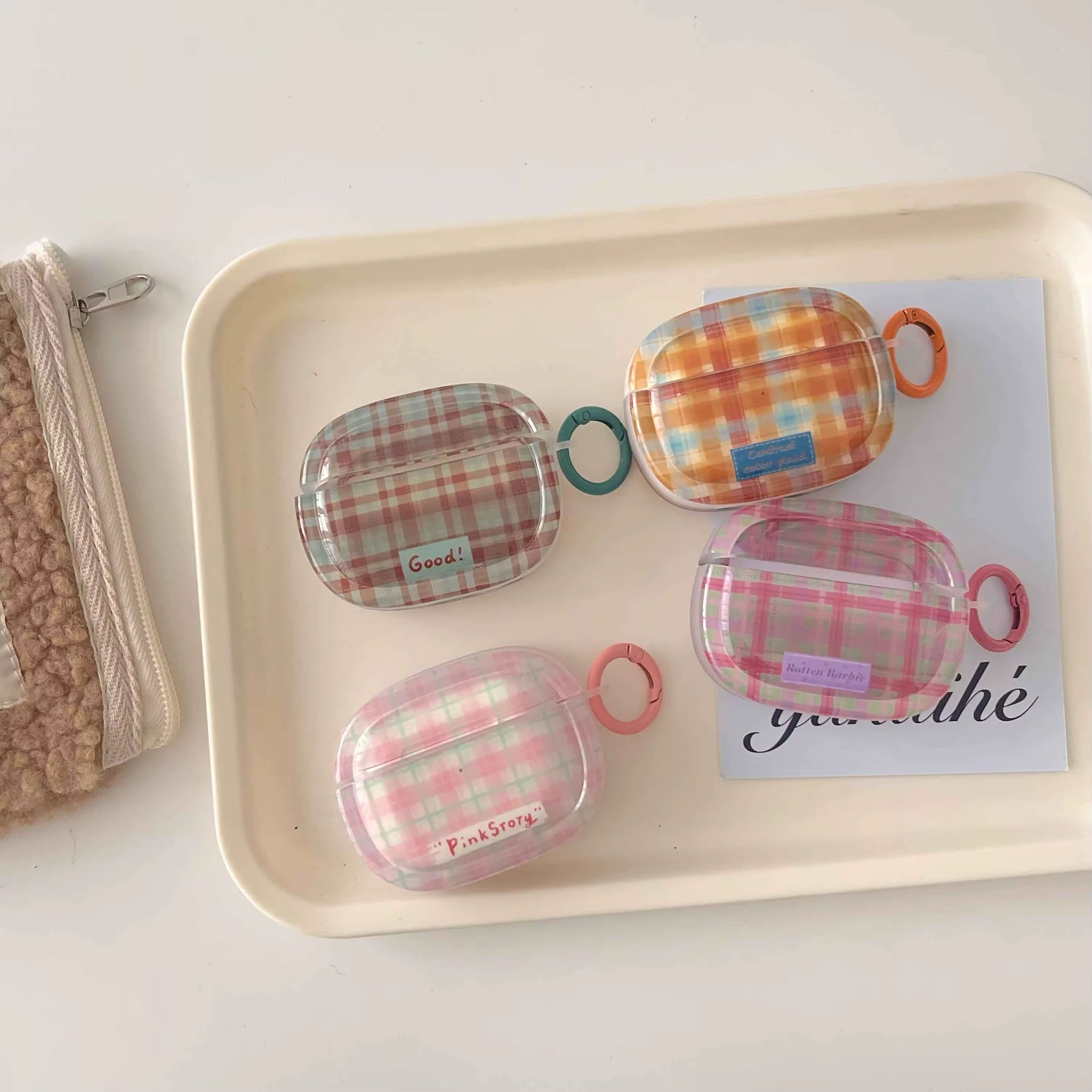 Soft silicone vintage AirPods case with grid design