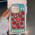 Retro tomato iPhone case with soft leather texture and cute print