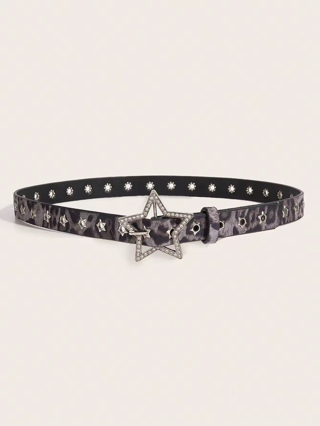 Spice Girl style Y2K belt with hollow star details and rhinestone buckle for streetwear fashion