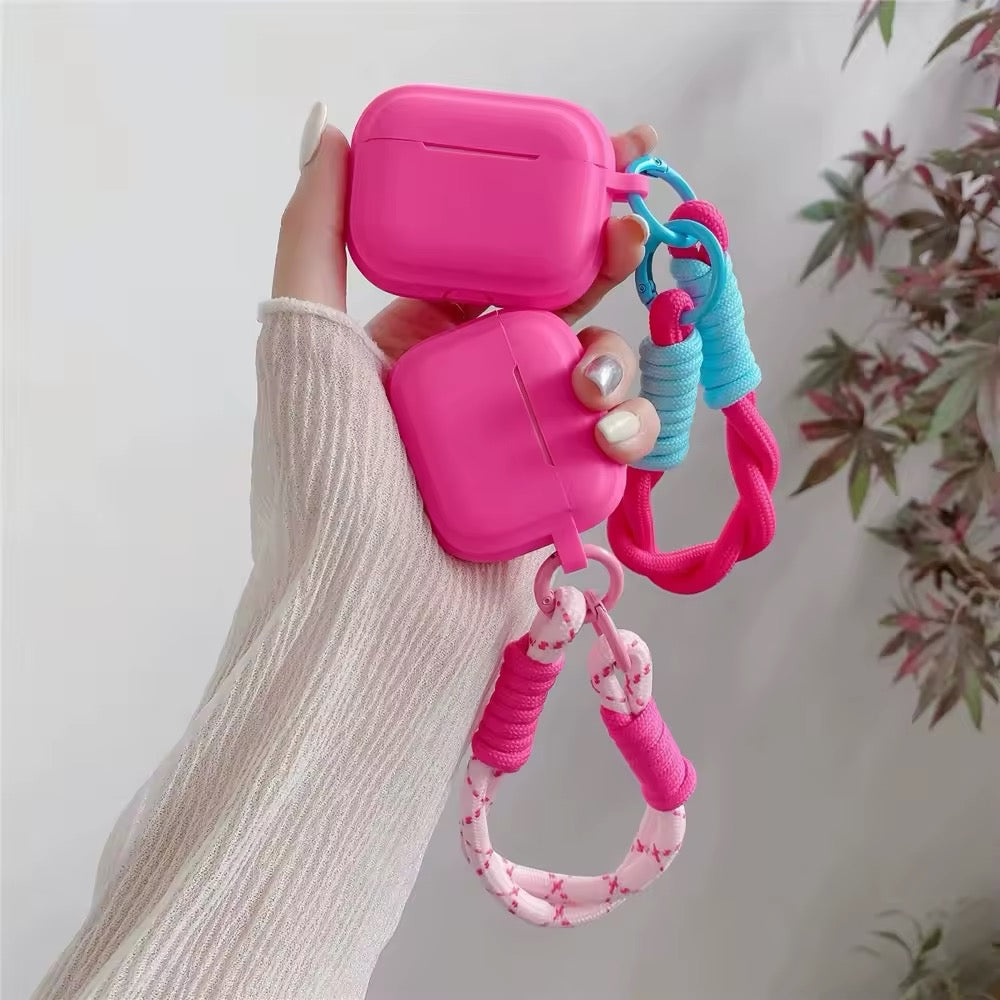 AirPods 1/2/3/4 Pro 2 case in cute preppy style with keychain