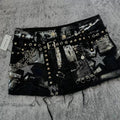 Sexy grunge black skirt with hot girl aesthetics and gothic fashion details