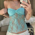 Y2K sexy summer crop top with transparent lace-up details and a trendy aesthetic appeal