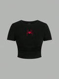 Trendy Y2K Streetwear Spider Graphic Tee for Women
