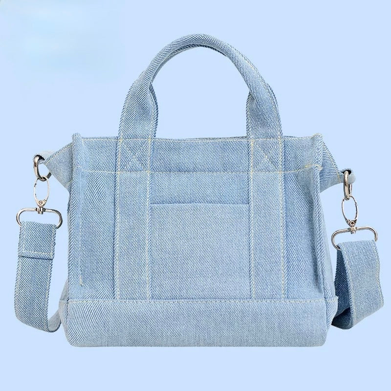 Kawaii Snoopy denim shoulder bag with cute cartoon embroidery