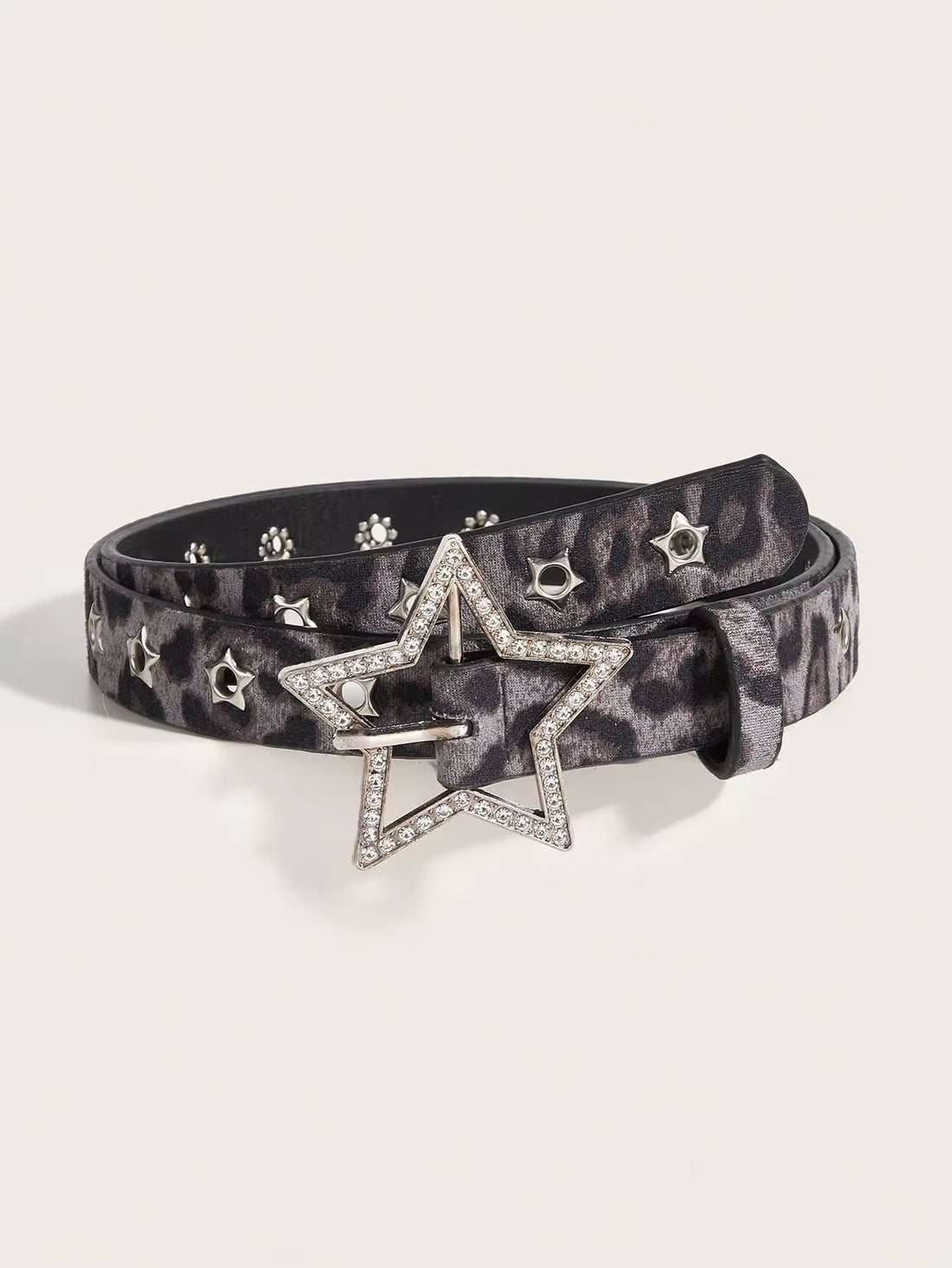 Spice Girl style Y2K belt with hollow star details and rhinestone buckle for streetwear fashion
