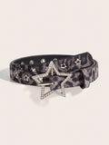 Spice Girl style Y2K belt with hollow star details and rhinestone buckle for streetwear fashion