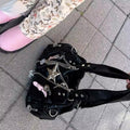 Side view of punk-style spicy girl tote bag with butterfly charm
