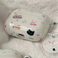 AirPods case with graffiti-style cat print