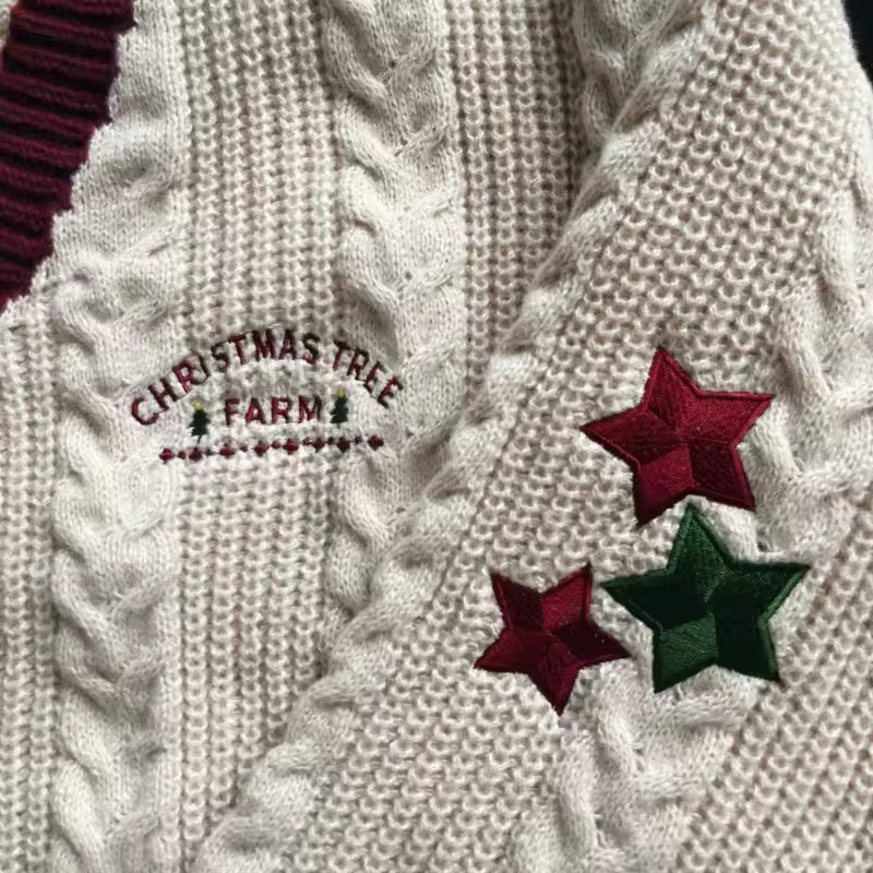 Cozy knitted holiday sweater for women with festive pattern