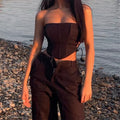 Sexy black strapless bustier crop top for women, featuring a figure-hugging fit