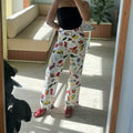 Women’s straight leg jeans with summer food themed print
