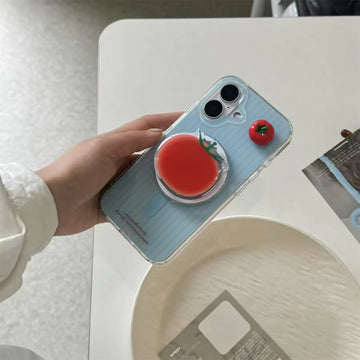 Korean aesthetic 3D tomato iPhone case with soft edges