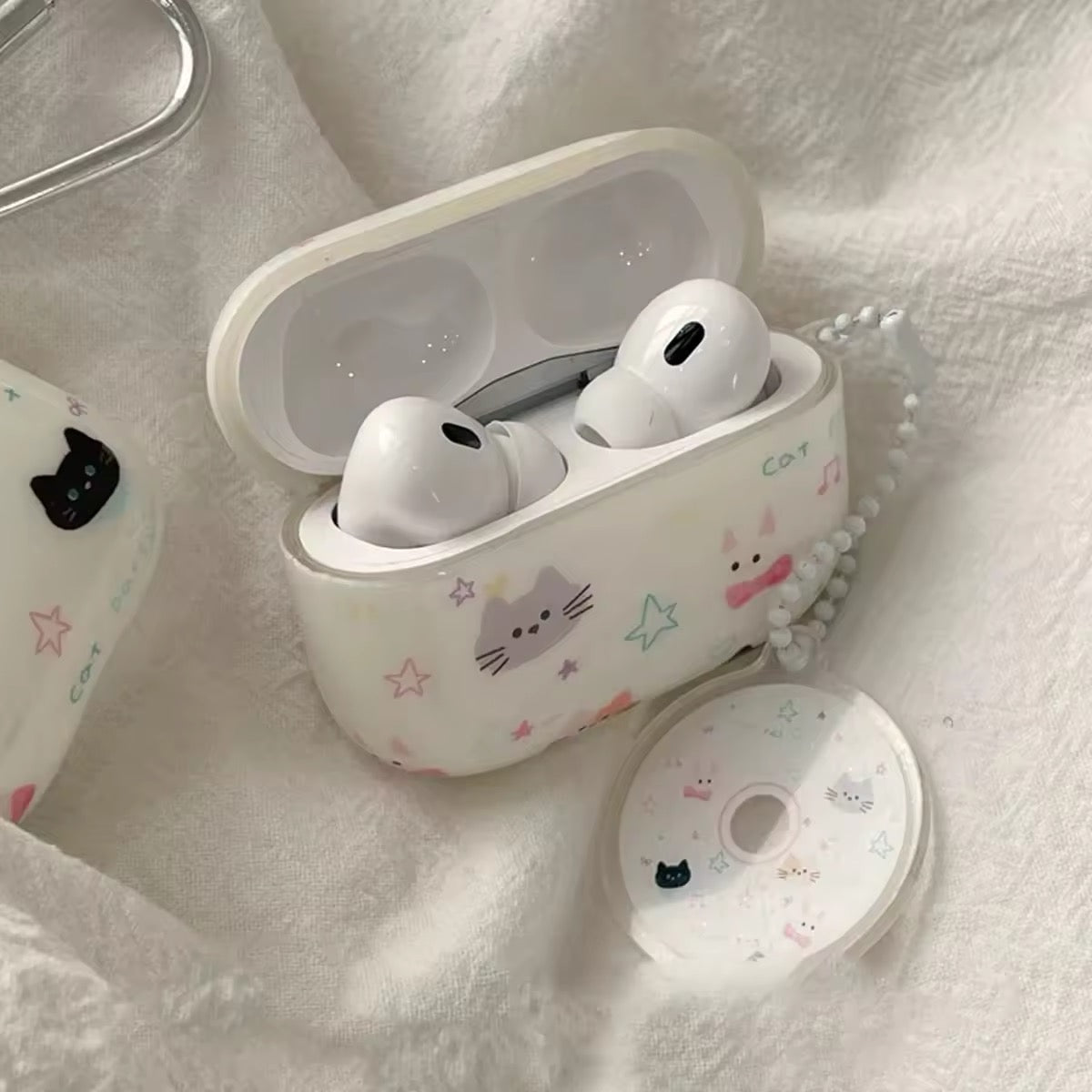 AirPods 1 2 3 kitty case in pink and white