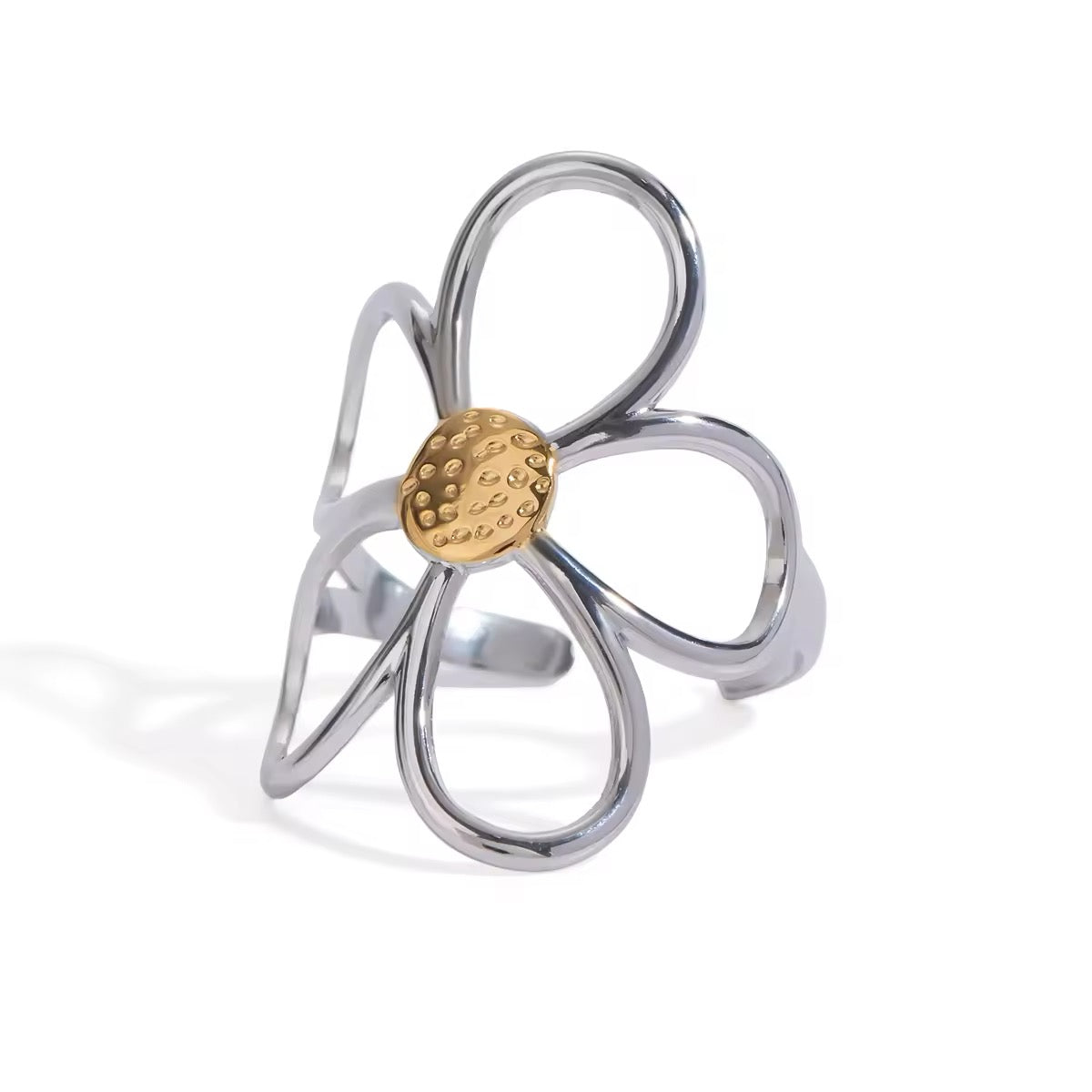 High-quality floral jewelry ring with 18K PVD plating