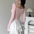 Trendy Y2K aesthetic lace-trimmed crop top