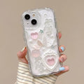 Soft Silicone Pink Hearts iPhone Case with Elegant Details