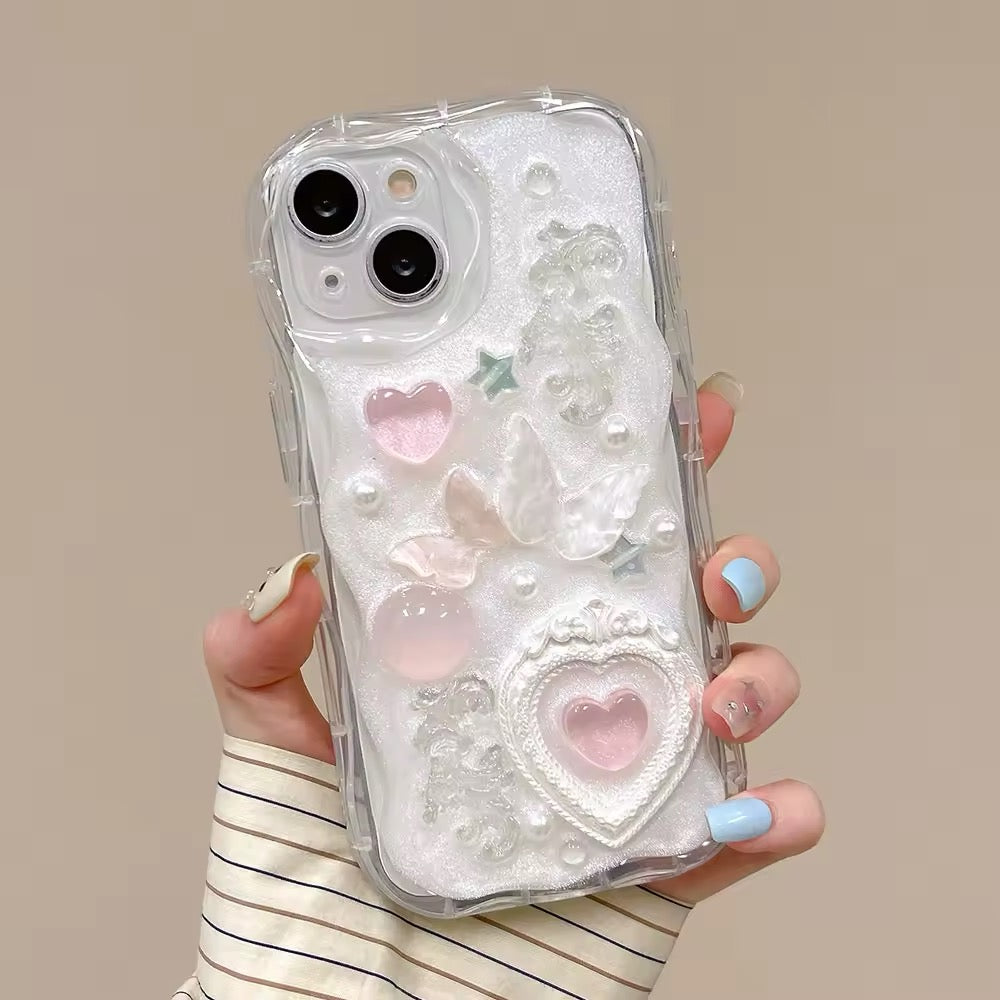 Soft Silicone Pink Hearts iPhone Case with Elegant Details