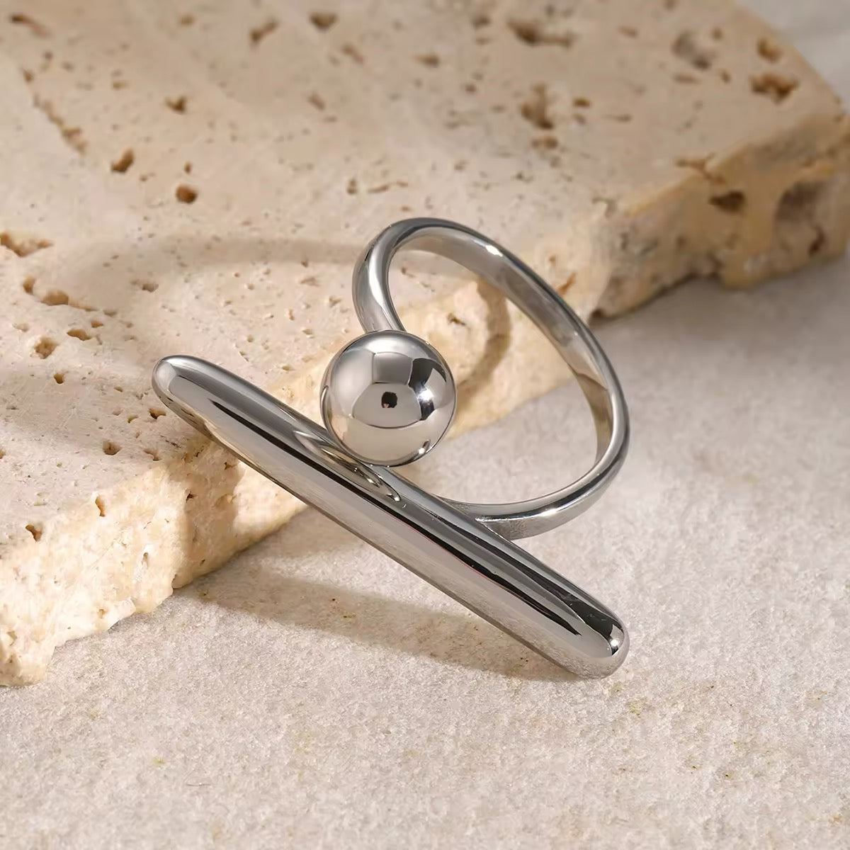 Elegant gold-plated geometric ring with modern design